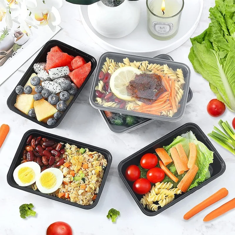 Food Storage Oven Safe - 1-100pcs Black Disposable Food Containers Plastic