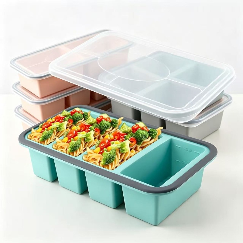 Food Storage Meals - Silicone Freezer Molds with Lid，Soup Ice