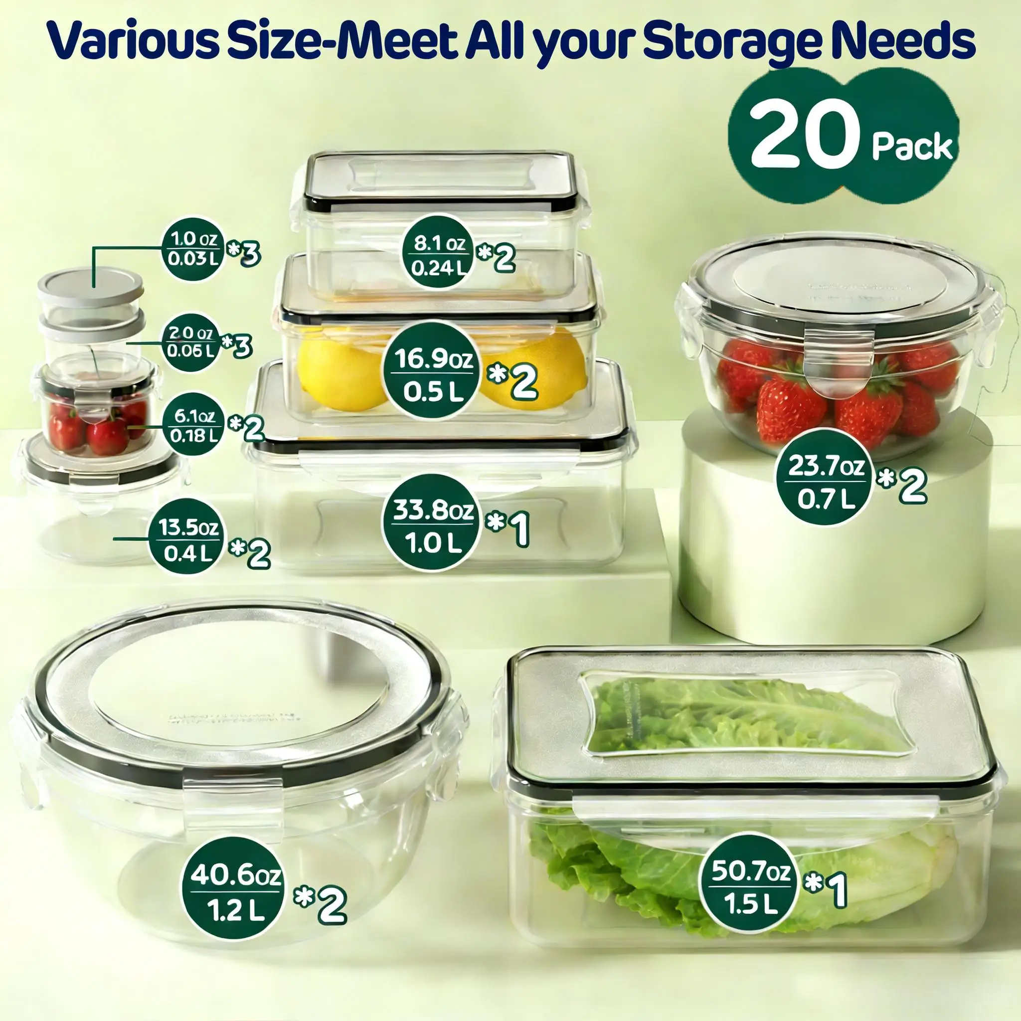 40/42/50/52/62Pcs Large Airtig - огляд і ціна Food Storage Meals